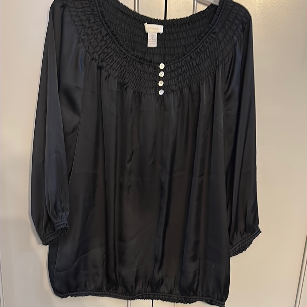 Chico's Black Blouse with Button Detail